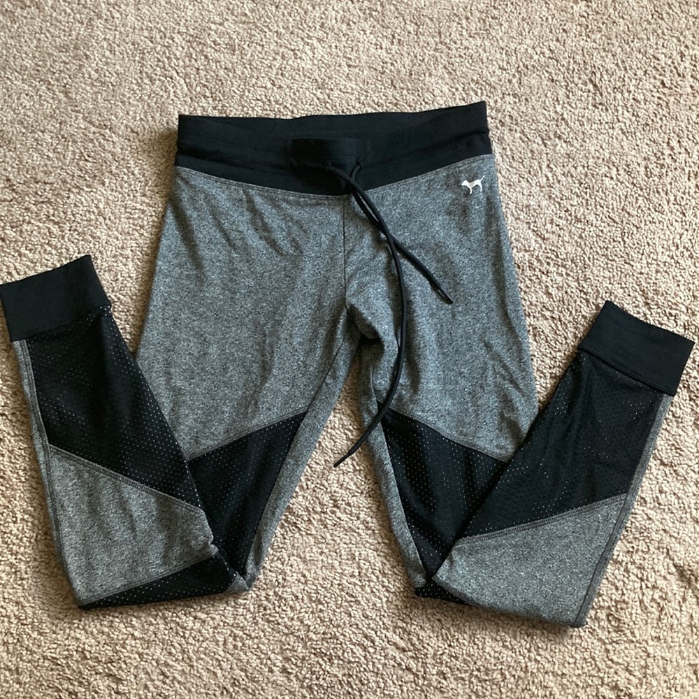Pink by Victoria Secret Grey & Black Mesh Yoga Leggings